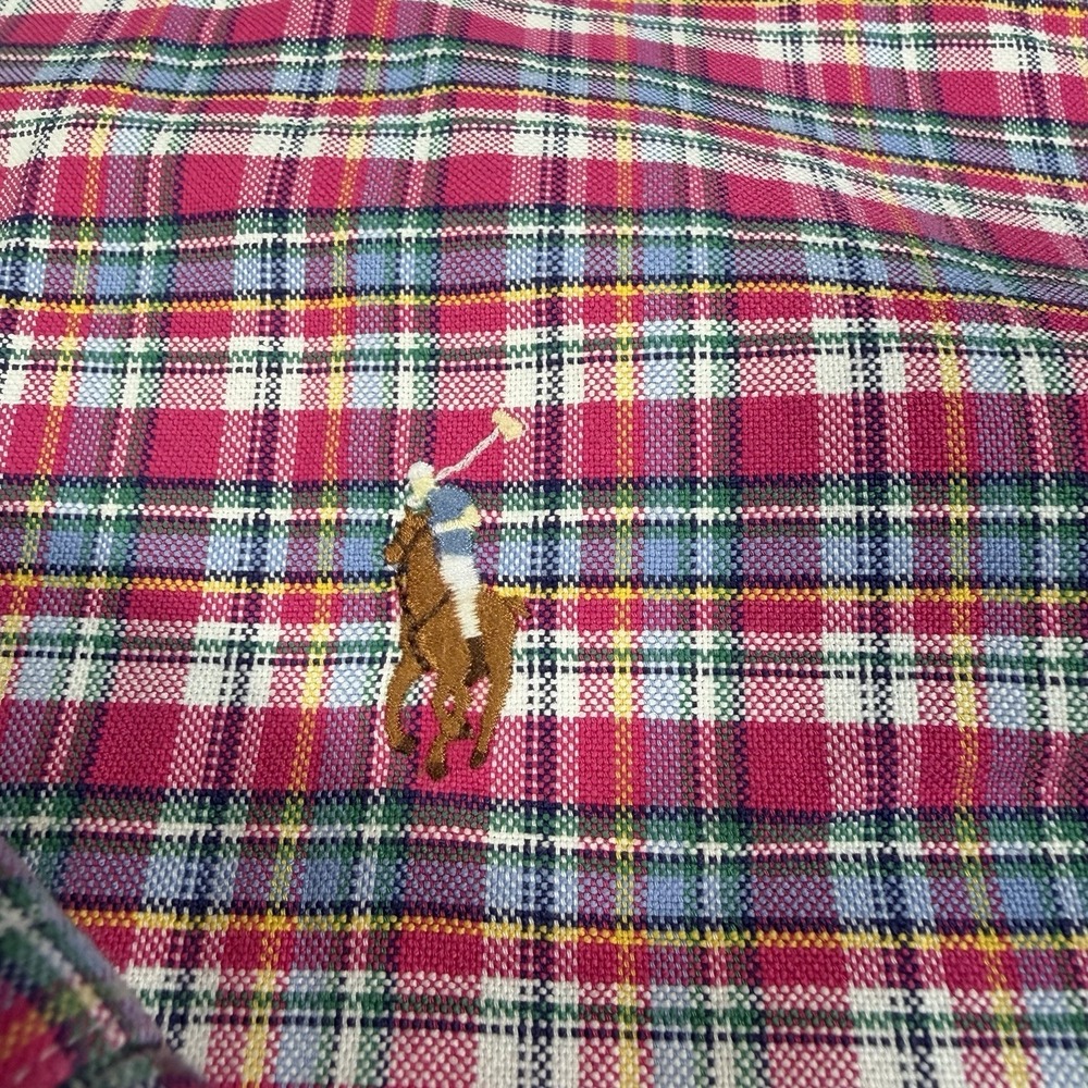 Polo Ralph Lauren Shirt Mens Large Pink Button Down Easter Spring Oxford Plaid - Picture 2 of 6